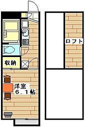 レオパレスパーシモン壱番館 1階1Kの間取り