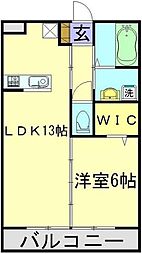 東武東上線 鶴瀬駅 徒歩13分の賃貸アパート 2階1LDKの間取り