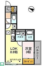 東武東上線 東松山駅 徒歩5分の賃貸アパート 1階1LDKの間取り