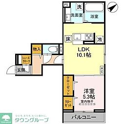 東武東上線 北坂戸駅 徒歩5分の賃貸アパート 2階1LDKの間取り