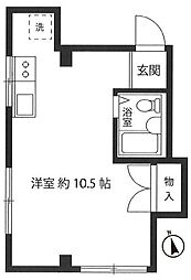 コウエイビル 2階ワンルームの間取り
