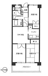 新ときわ台ローヤルコーポ 3階3DKの間取り