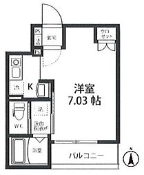 ベルガーデン中板橋 204 2階1Kの間取り