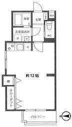 ファイブヒルズ 2階ワンルームの間取り