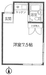 オオノキコーポ2 ワンルームの間取図画像