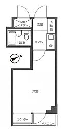 常盤台ダイカンプラザシティ 1Kの間取図画像