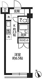 S3 ワンルームの間取図画像