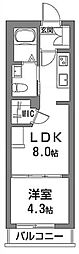 ベレオ桜川 1LDKの間取図画像