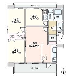 コスモ川口並木元町エグゼ 3LDKの間取図画像