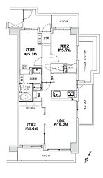 ベルシャトウ谷塚 3LDKの間取図画像