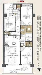 レリア蕨塚越 3SLDKの間取図画像