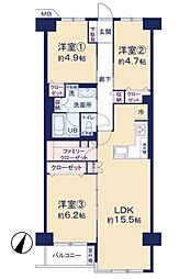 ハイツ越谷 3SLDKの間取図画像