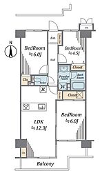 朝日プラザ川口前川 3LDKの間取図画像