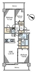 パークシティ白岡C棟 3LDKの間取図画像