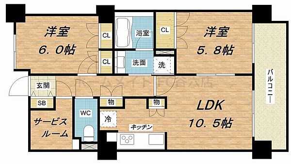 エル・セレーノ上本町レジデンス ｜大阪府大阪市天王寺区筆ケ崎町(賃貸マンション3LDK・12階・58.30㎡)の写真 その2