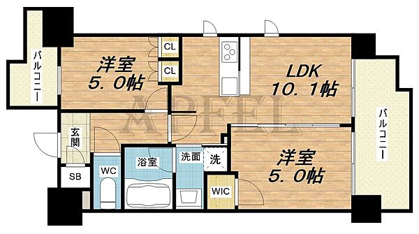 SK RESIDENCES ｜大阪府大阪市中央区瓦屋町2丁目(賃貸マンション2LDK・11階・47.88㎡)の写真 その2