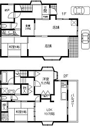 青梅市店舗付戸建 2LDKの間取り