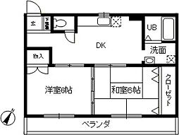 藤マンション 2DKの間取図画像