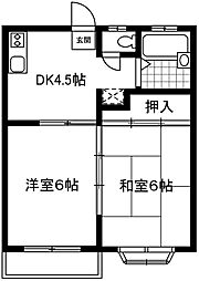 大野コーポラズB 2DKの間取図画像