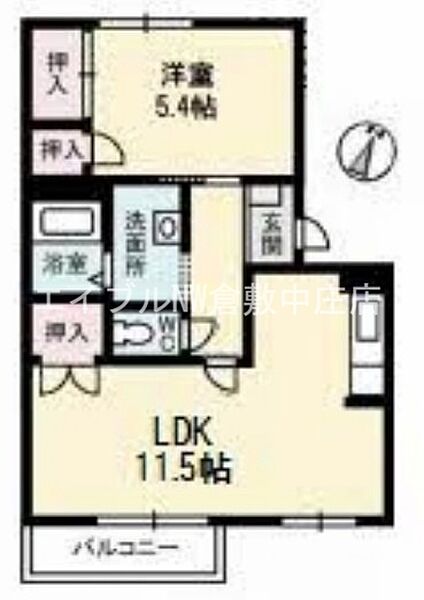 岡山県倉敷市福島(賃貸アパート1LDK・1階・42.60㎡)の写真 その2