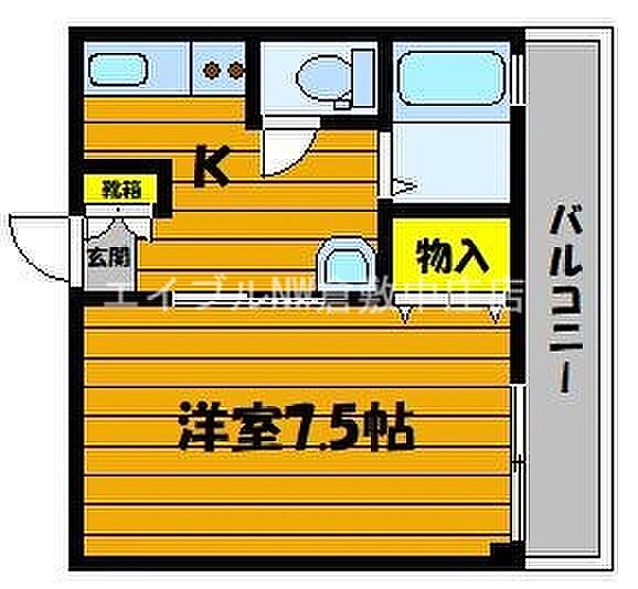 岡山県倉敷市稲荷町(賃貸マンション1K・2階・23.00㎡)の写真 その2