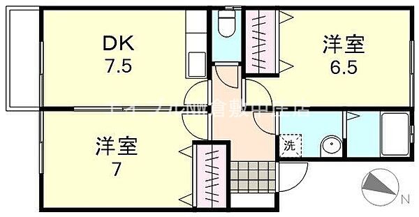 フローリッシュタウンA棟 ｜岡山県倉敷市笹沖(賃貸アパート2DK・2階・49.06㎡)の写真 その2