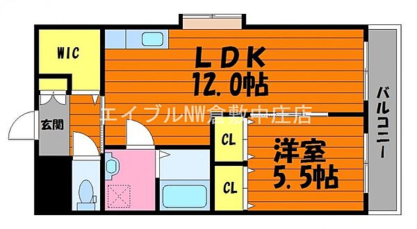 岡山県倉敷市松島(賃貸マンション1LDK・7階・43.50㎡)の写真 その2