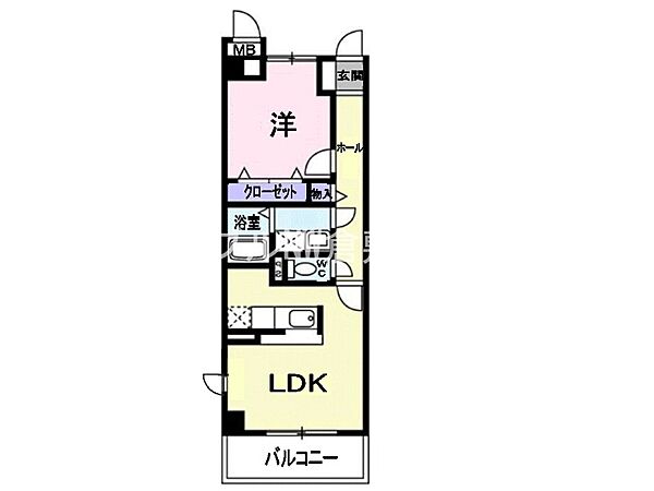 シャン・ド・レギュム ｜岡山県倉敷市老松町5丁目(賃貸マンション1LDK・4階・42.38㎡)の写真 その2