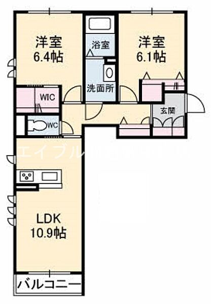 メゾンみくりな白石 ｜岡山県岡山市北区白石(賃貸アパート2LDK・2階・59.32㎡)の写真 その2