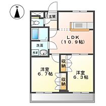 ブルーダイヤモンド 205 ｜ 岡山県岡山市北区御津野々口（賃貸アパート2LDK・2階・51.66㎡） その2