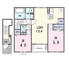 サン・メゾン　Ｂ 202 ｜ 岡山県小田郡矢掛町矢掛1817番地1（賃貸アパート2LDK・2階・59.16㎡） その2