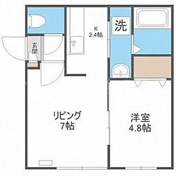 シェリエ平岸 4階1LDKの間取り
