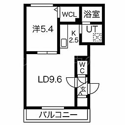 クラリス豊平 3階1LDKの間取り