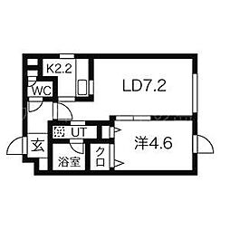 ブランノワール中の島 3階1LDKの間取り
