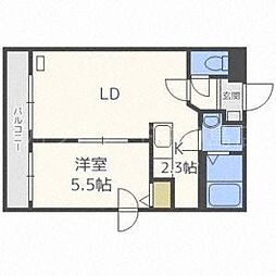 サンステージ菊水5-3 3階1LDKの間取り