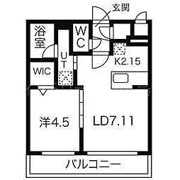 レッジーナ 2階1LDKの間取り