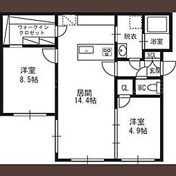 レジデンスサッポロKOULU 2階2LDKの間取り