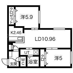 エオルゼスミカワ 2LDKの間取図画像