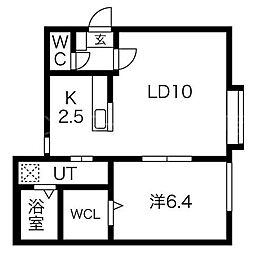 フィーノ美園 1LDKの間取図画像