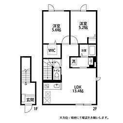 レトアプランドール 2LDKの間取図画像