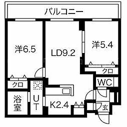 平岸リバーサイド 2LDKの間取図画像