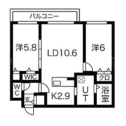エイルパーク 2LDKの間取図画像