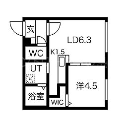 フォルテ新道東 1LDKの間取図画像