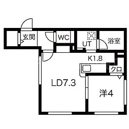 brancheeN22 1LDKの間取図画像
