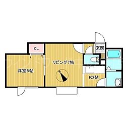 ラパス月寒 1LDKの間取図画像