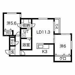 COLORESW. 2LDKの間取図画像