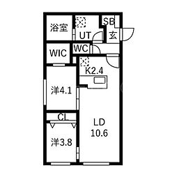 リガーレ月寒東 2LDKの間取図画像