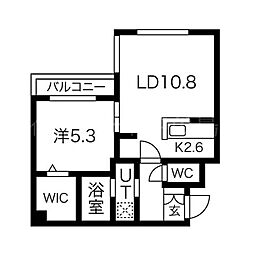 グランメール月寒東C 1LDKの間取図画像