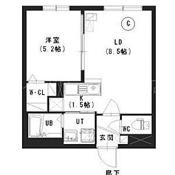 chambre澄川 1LDKの間取図画像