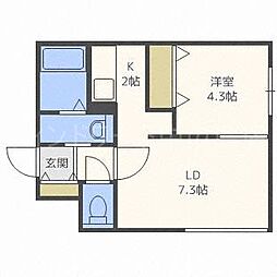 カルディーノ澄川 1LDKの間取図画像